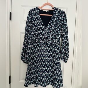 Collective concept long sleeve blue floral a lien dress size M